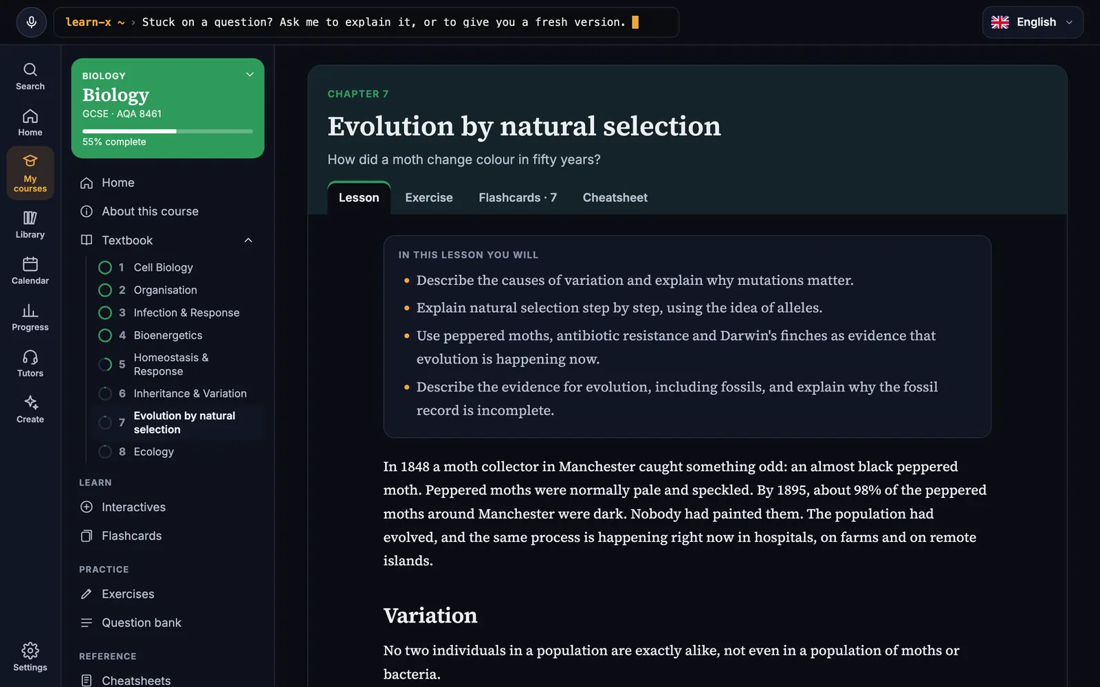 A GCSE Biology lesson on evolution by natural selection